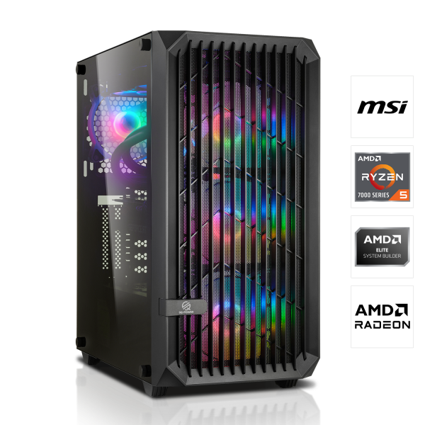 GAMING PC | AMD Ryzen 5 7500F 6x3.70GHz | 16GB DDR5 | RX 6600 8GB | 1TB M.2 SSD