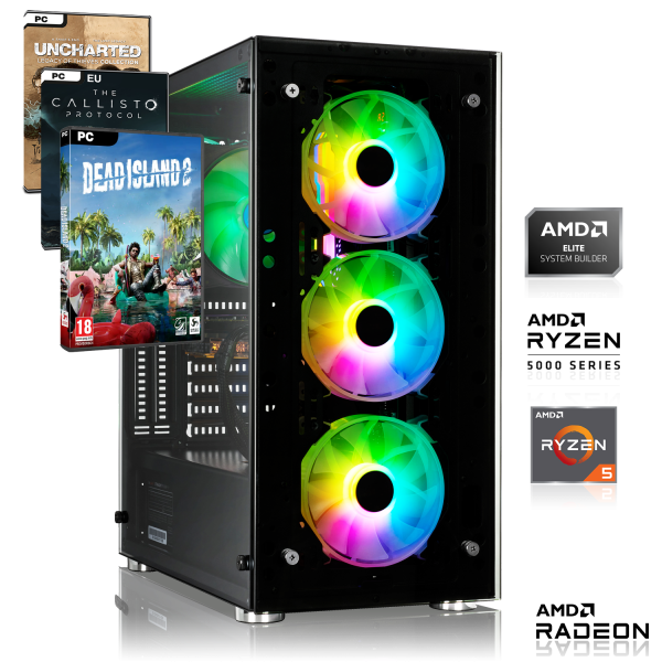 GAMING PC | AMD Ryzen 5 5500 6x 3.60 GHz | 16GB DDR4 | RX 6600 8GB | 256 GB M.2 SSD + 1TB HDD