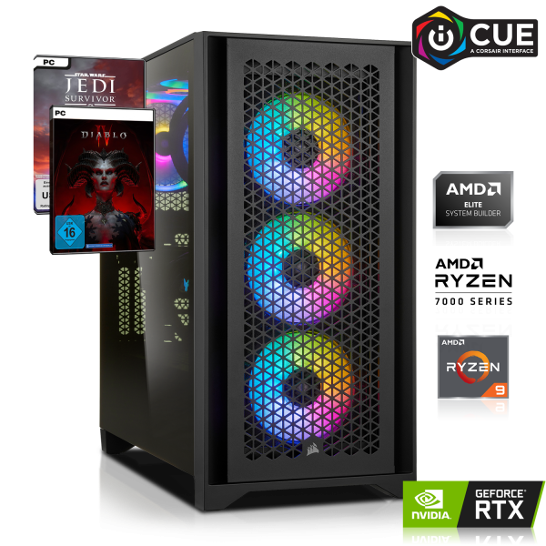 RGB PC iCUE | AMD Ryzen 9 7950X 16x4.50 GHz | 32GB DDR5 | RTX 4090 24GB DLSS 3 | 1TB M.2 SSD