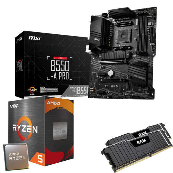 Aufrüst-Kit: MSI B550-A Pro - AMD Ryzen 5 5600X 6x 3.7 GHz - 16 GB DDR4