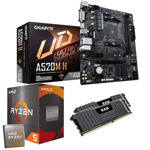 PC Aufrüstkit: GIGABYTE A520M H | AMD Ryzen 5 5600G 6x 3.90GHz | 16GB DDR4 | AMD Radeon Grafik