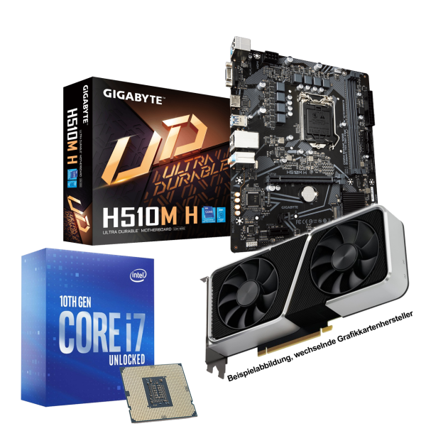PC Aufrüstkit: GIGABYTE H510M H - Intel Core i7-10700F, 8x 2.90GHz - 16 GB DDR4 - RTX 3060 Ti - 8GB