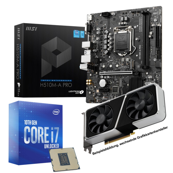 Aufrüst-Kit: MSI H510M-A Pro - Intel Core i7-10700KF, 8x 3.80GHz - 16 GB DDR4 - RTX 3060 Ti - 8GB