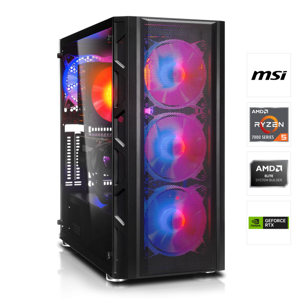 GAMING PC | AMD Ryzen 5 7500F 6x3.70GHz | 16GB DDR5 | RTX 4070 12GB DLSS 3 | 1TB M.2 SSD