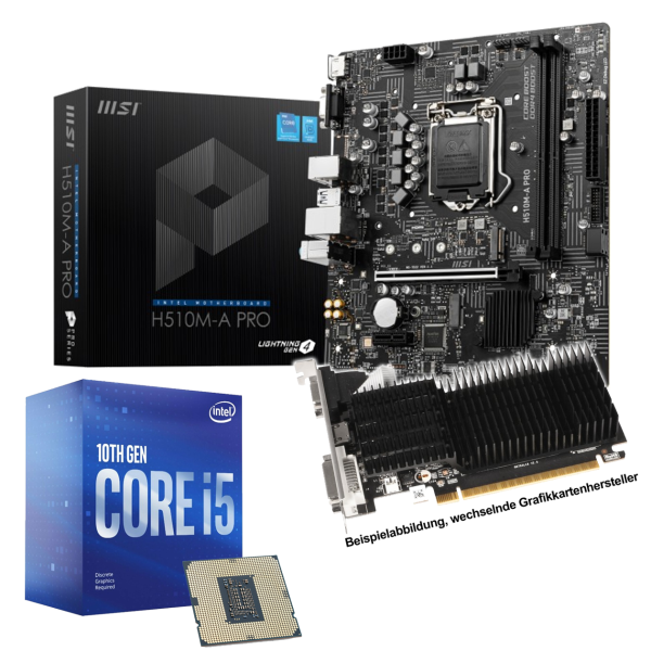Aufrüst-Kit: MSI H510M-A Pro - Intel Core i5-10400F, 6x 2.90GHz - 8 GB DDR4 - NVIDIA GT 710