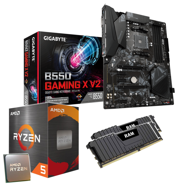 PC Aufrüstkit: GIGABYTE B550 Gaming X | AMD Ryzen 5 5500 6x 3.60GHz | 16GB DDR4